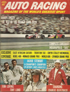 AUTO RACING 1968 OCT - V3 N5 - BOBBY UNSER, JACKIE STEWART, CHARLIE GLOTZBATCH